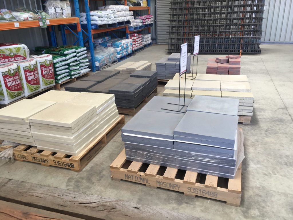 We stock a large range of Pavers and Retaining Wall  products – call in to our yard to view the displays!